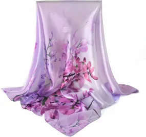 100% Mulberry Silk Scarf-Printed or Solid Color 35” Square Large Silk Hair Head Wrap Scarf With Gift Box Package