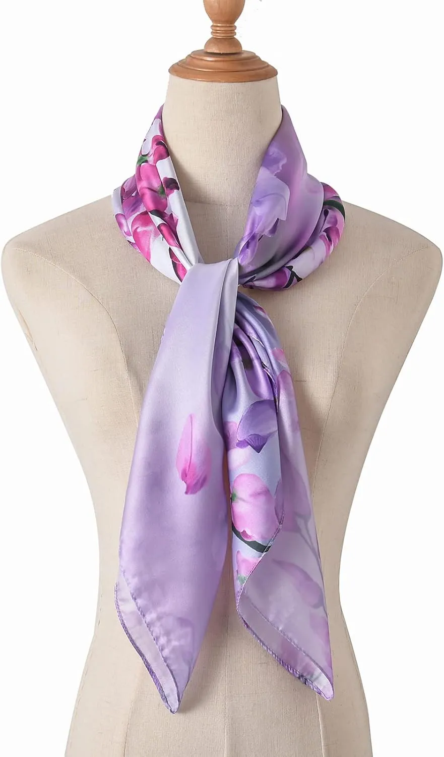 100% Mulberry Silk Scarf-Printed or Solid Color 35” Square Large Silk Hair Head Wrap Scarf With Gift Box Package