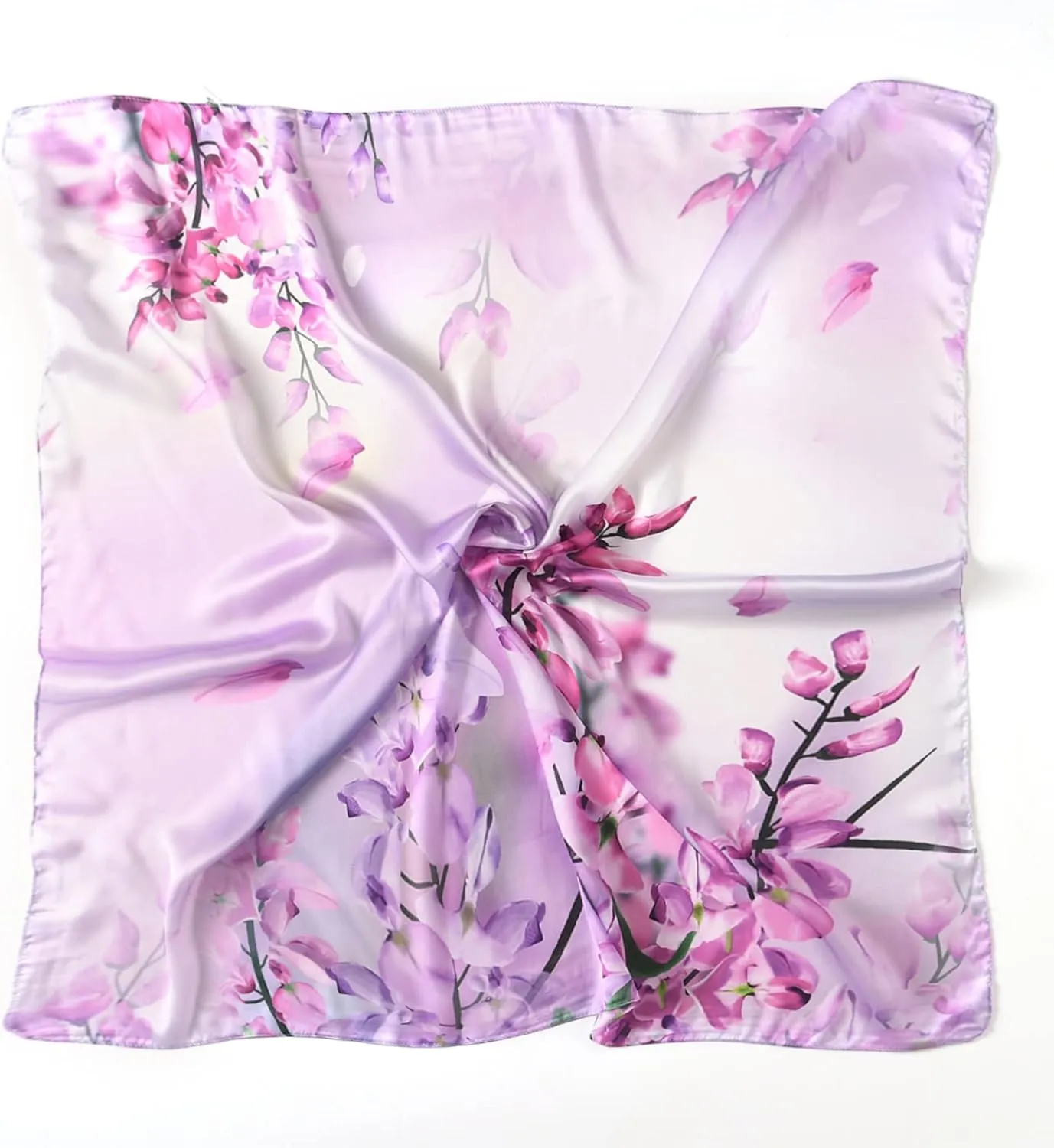100% Mulberry Silk Scarf-Printed or Solid Color 35” Square Large Silk Hair Head Wrap Scarf With Gift Box Package