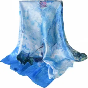 100% Mulberry Silk Scarf-Printed or Solid Color 35” Square Large Silk Hair Head Wrap Scarf With Gift Box Package