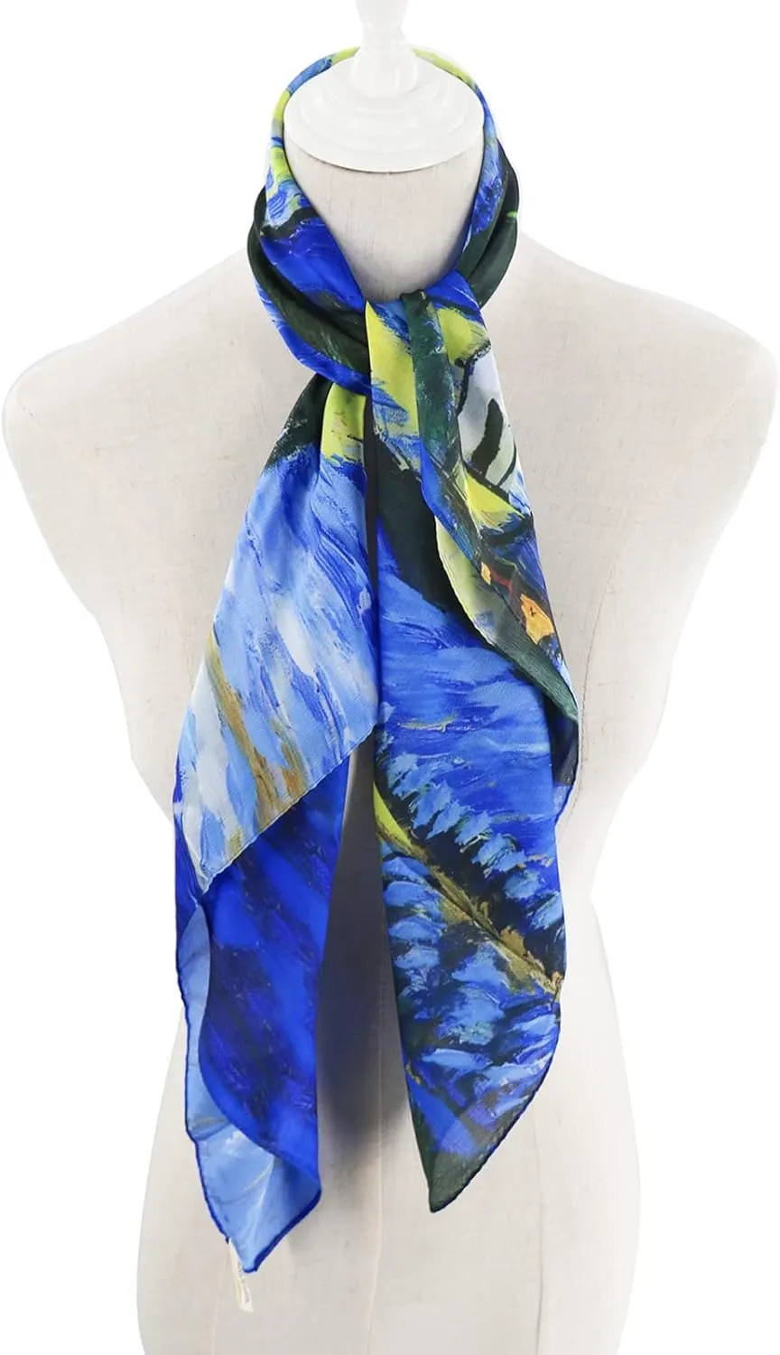 100% Mulberry Silk Scarf-Printed or Solid Color 35” Square Large Silk Hair Head Wrap Scarf With Gift Box Package