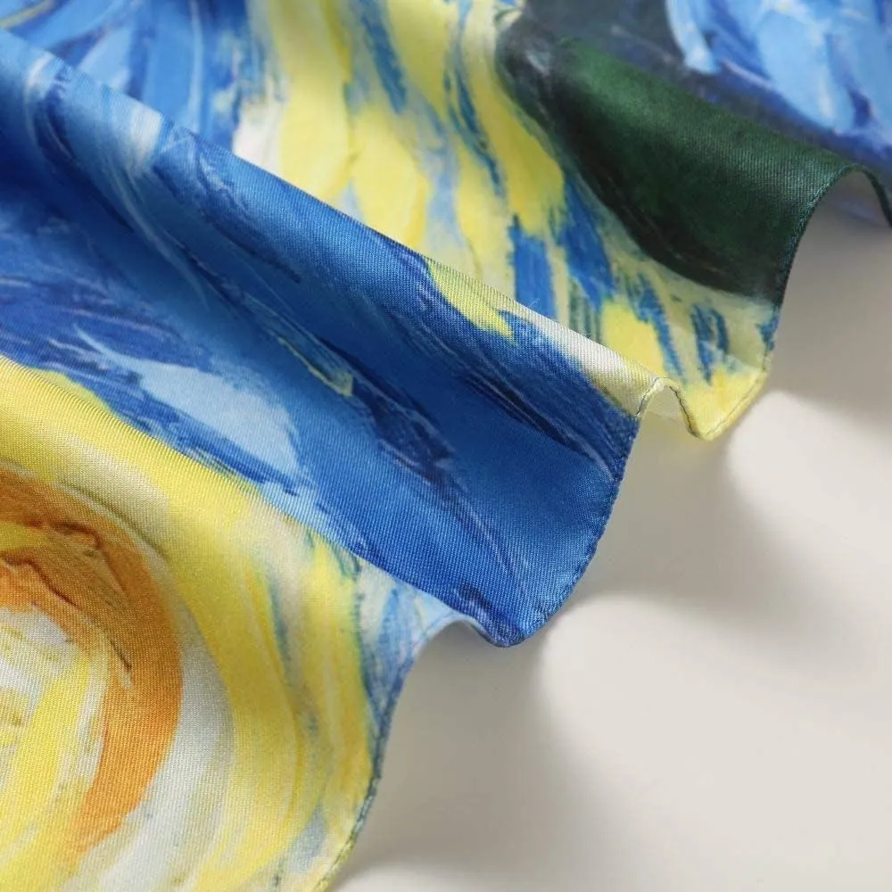 100% Mulberry Silk Scarf-Printed or Solid Color 35” Square Large Silk Hair Head Wrap Scarf With Gift Box Package