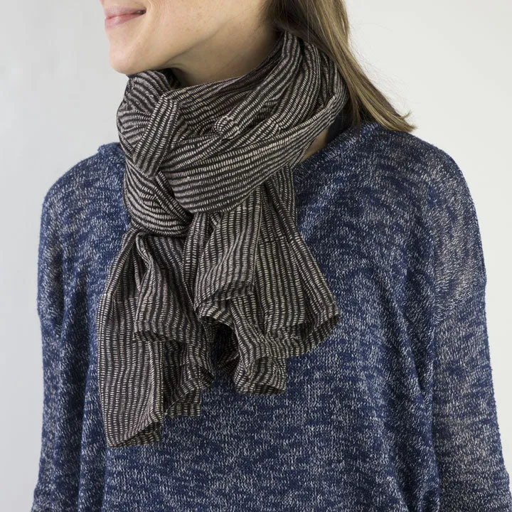 Alice Stripes Midnight Block Printed Scarf