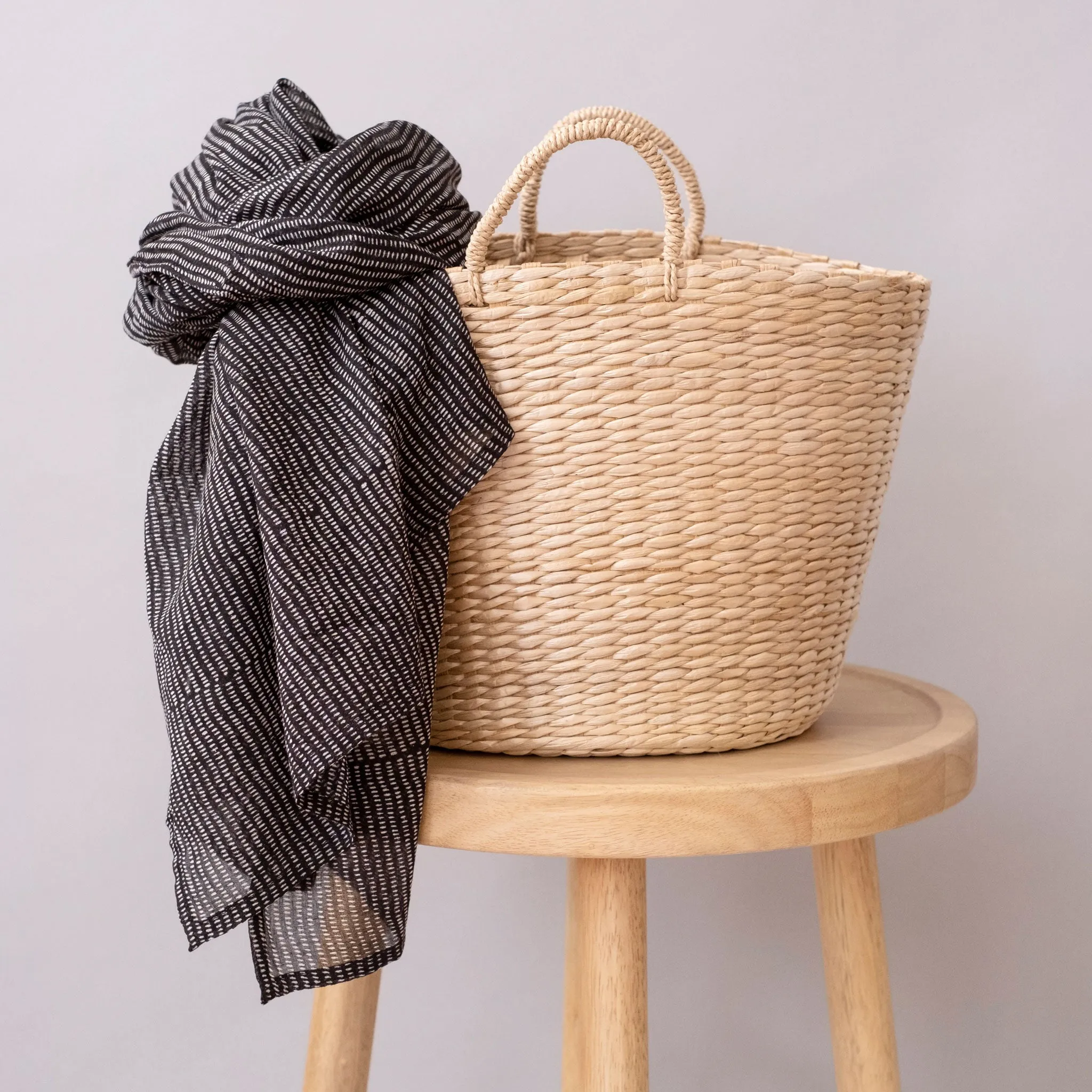 Alice Stripes Midnight Block Printed Scarf