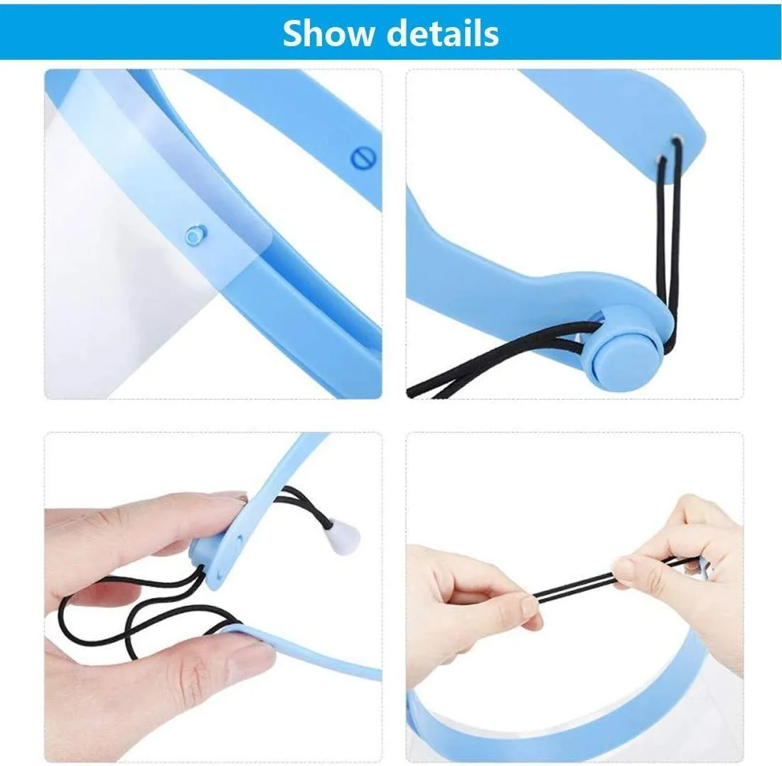 Anti-Fog Full Face Shield 1 Frame with 10 Plastic Anti Saliva Protective Transparent Protective