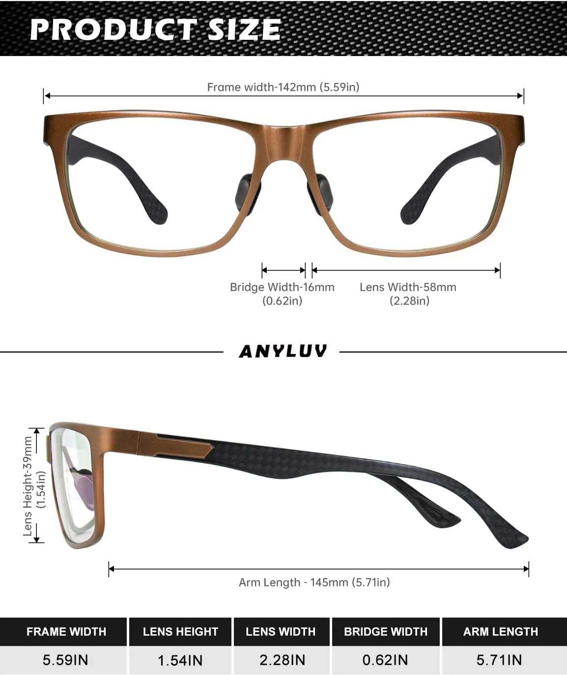 ANYLUV Reading Glasses for Men Blue Light Carbon Fiber Computer Blocking Reader Glasses Mens Blocker 2.0 Magnification