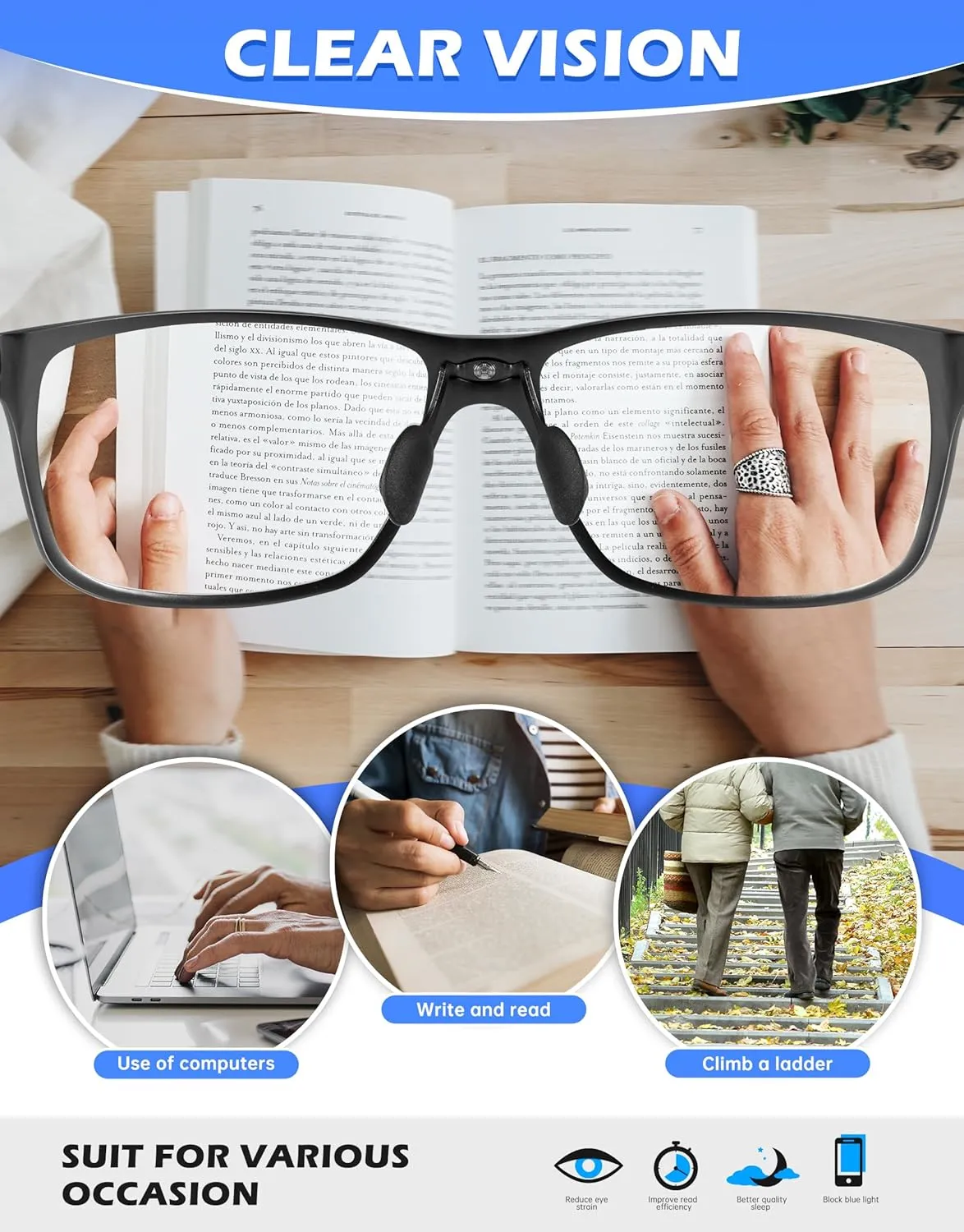 ANYLUV Reading Glasses for Men Blue Light Carbon Fiber Computer Blocking Reader Glasses Mens Blocker 2.0 Magnification