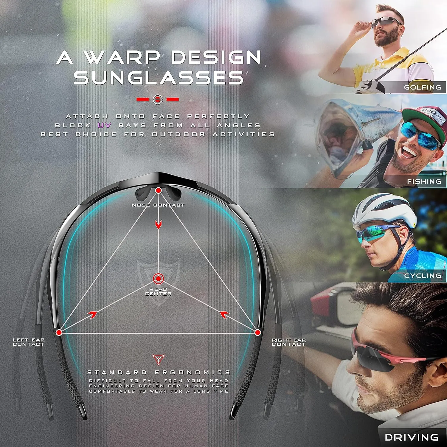 ATTCL Urltra-Light Polarized Sunglasses Men Women, Upgraded Sports glasses for Cycling Driving Fishing running UV Protection