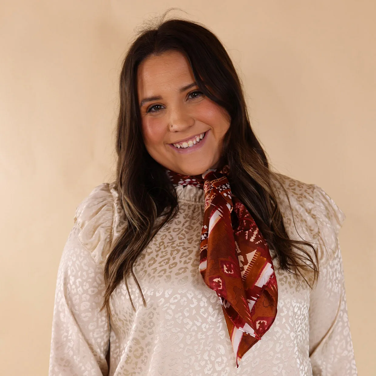 Aztec Wild Rag in Brown and White