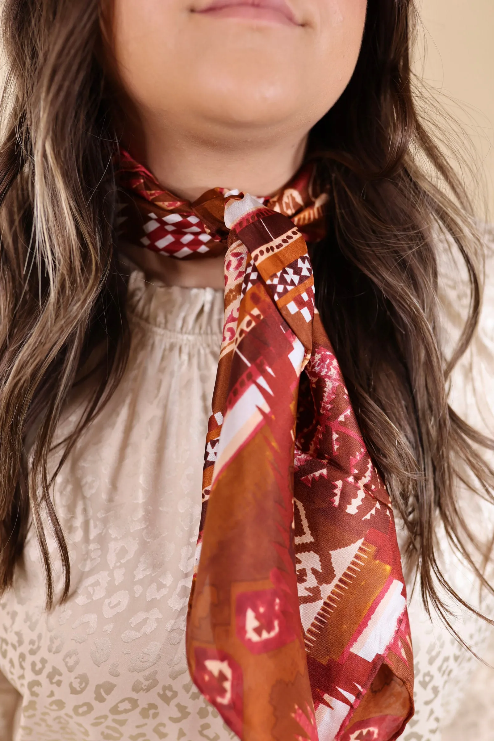 Aztec Wild Rag in Brown and White