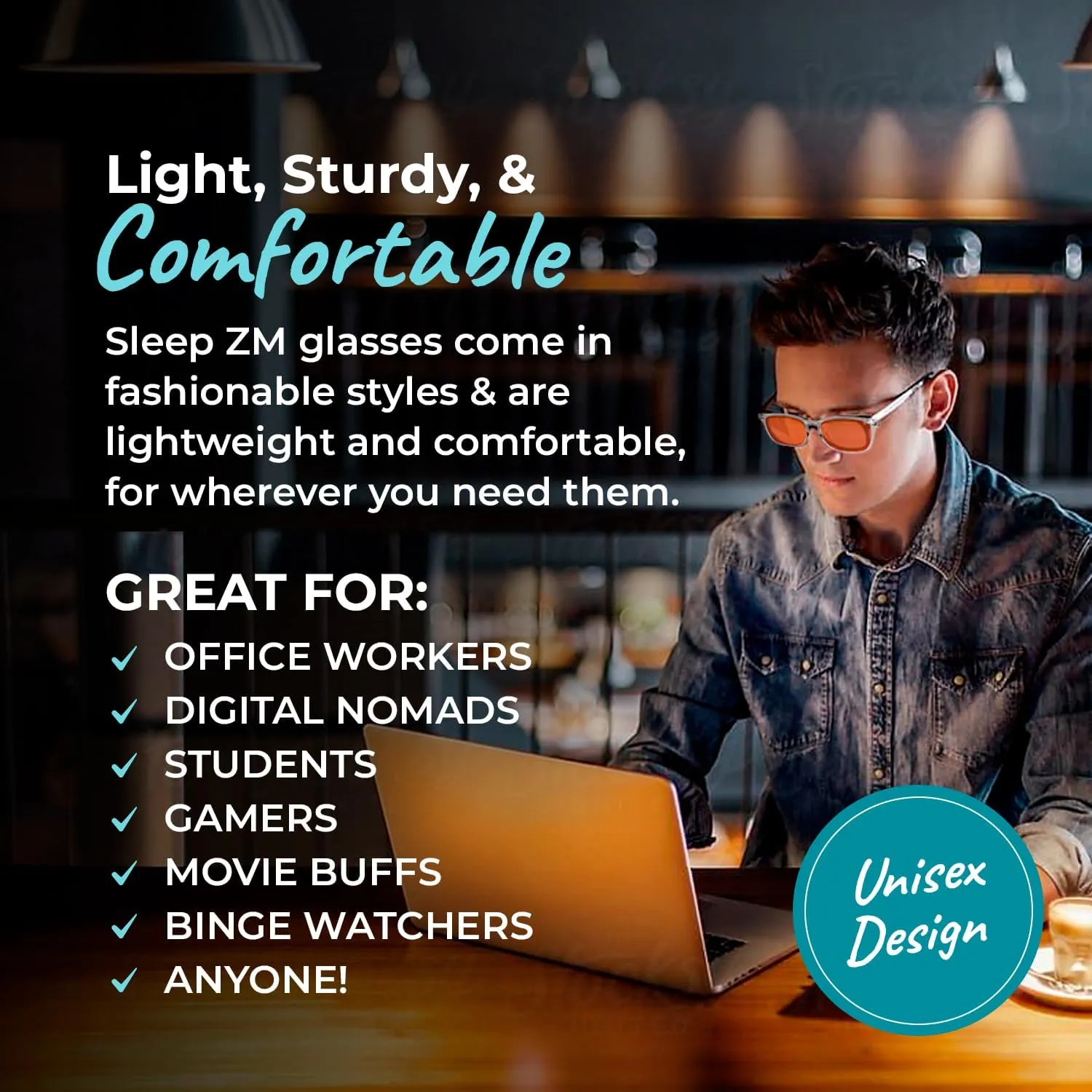 Blue Light Blocking Glasses for Computer, TV, Gaming Improve Sleep by Naturally Producing Melatonin for Women   Men - 99.9% Night-time Lens - Crystal Frame