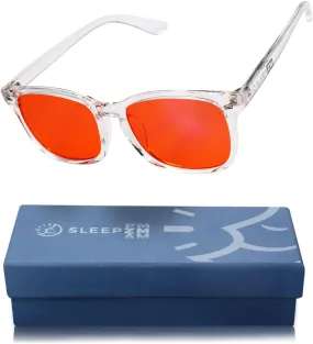 Blue Light Blocking Glasses for Computer, TV, Gaming Improve Sleep by Naturally Producing Melatonin for Women   Men - 99.9% Night-time Lens - Crystal Frame