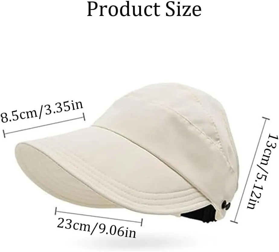 Classupery Outdoor UV Protection Hollow Top Sun Hat, Women's Wide Brim Breathable Empty Top Summer Sun Hat