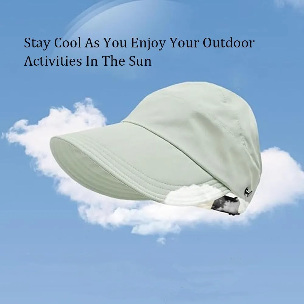 Classupery Outdoor UV Protection Hollow Top Sun Hat, Women's Wide Brim Breathable Empty Top Summer Sun Hat