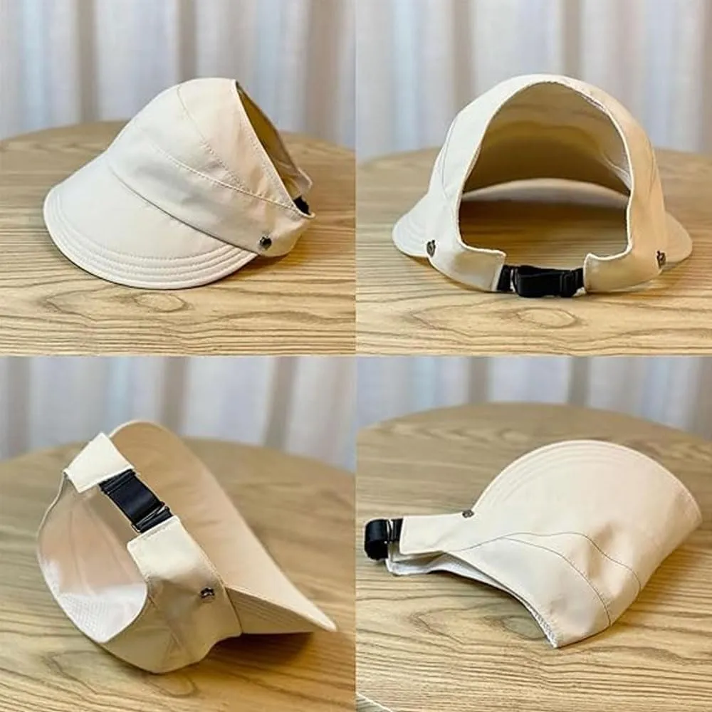 Classupery Outdoor UV Protection Hollow Top Sun Hat, Women's Wide Brim Breathable Empty Top Summer Sun Hat