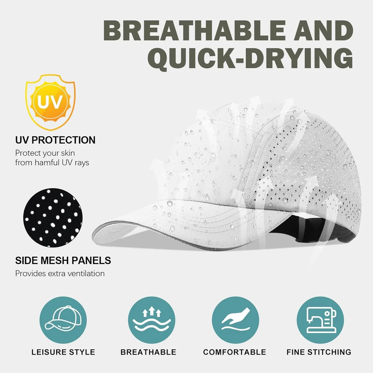Cooling Breathable Baseball Cap Mesh Quick Dry Sports Cap Lightweight Run Hat with Reflective Trim for Men Women