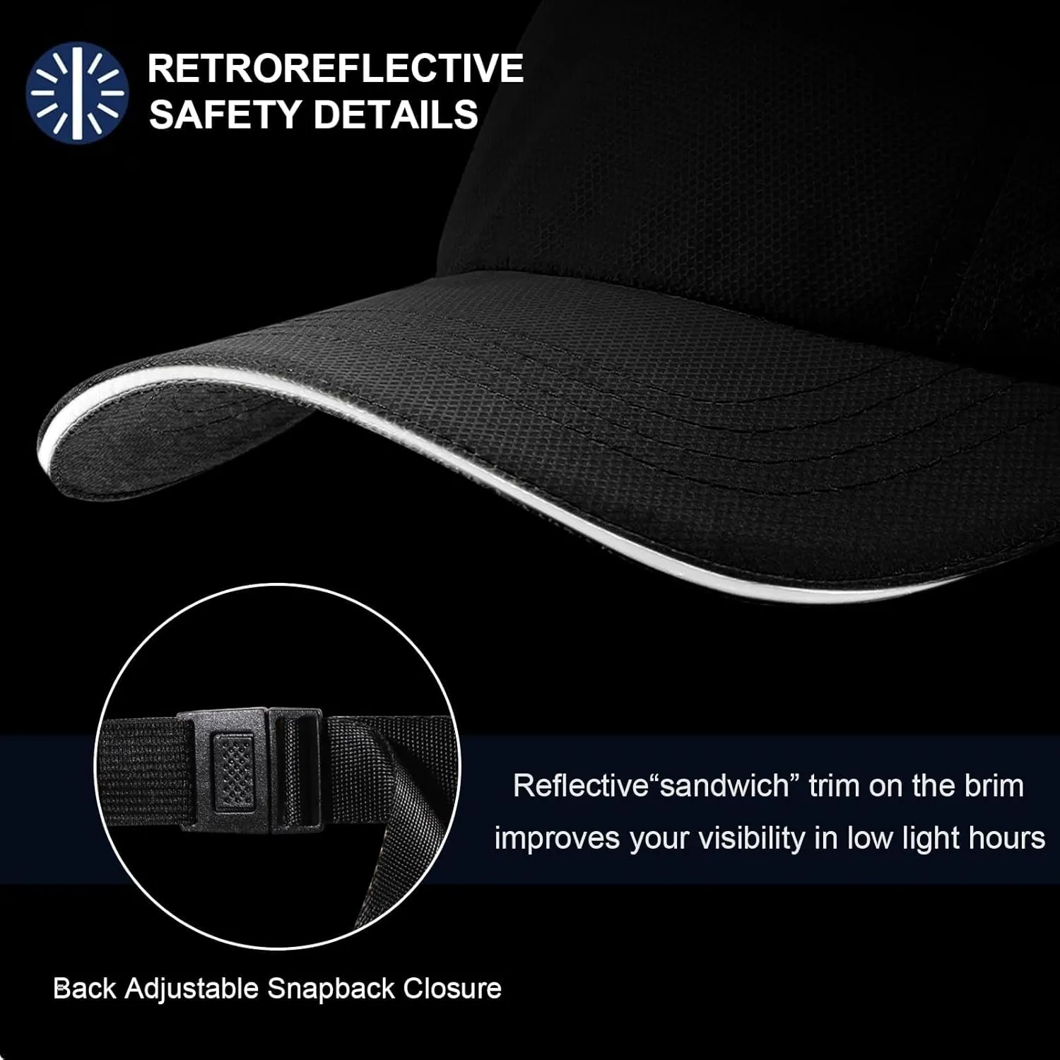 Cooling Breathable Baseball Cap Mesh Quick Dry Sports Cap Lightweight Run Hat with Reflective Trim for Men Women