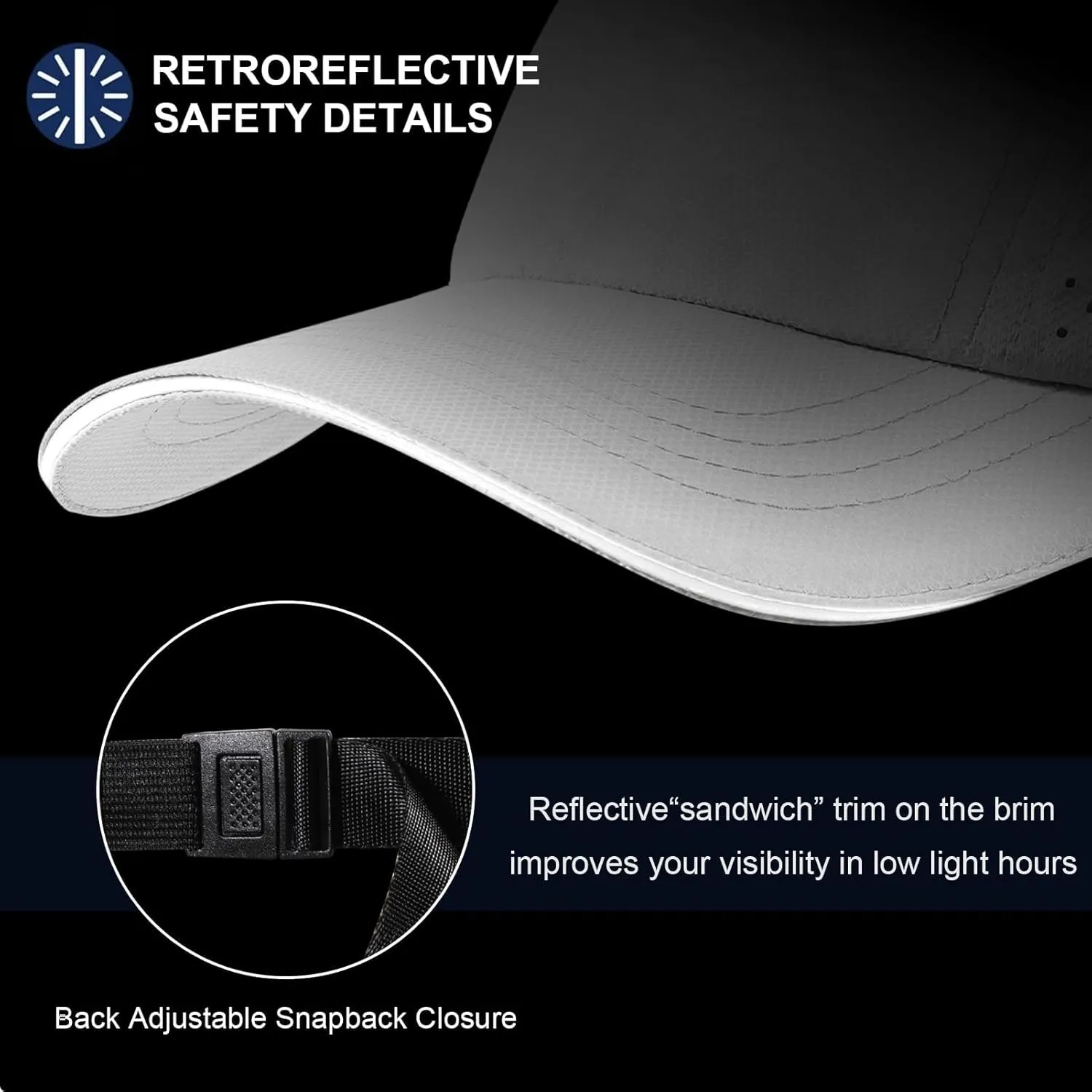 Cooling Breathable Baseball Cap Mesh Quick Dry Sports Cap Lightweight Run Hat with Reflective Trim for Men Women