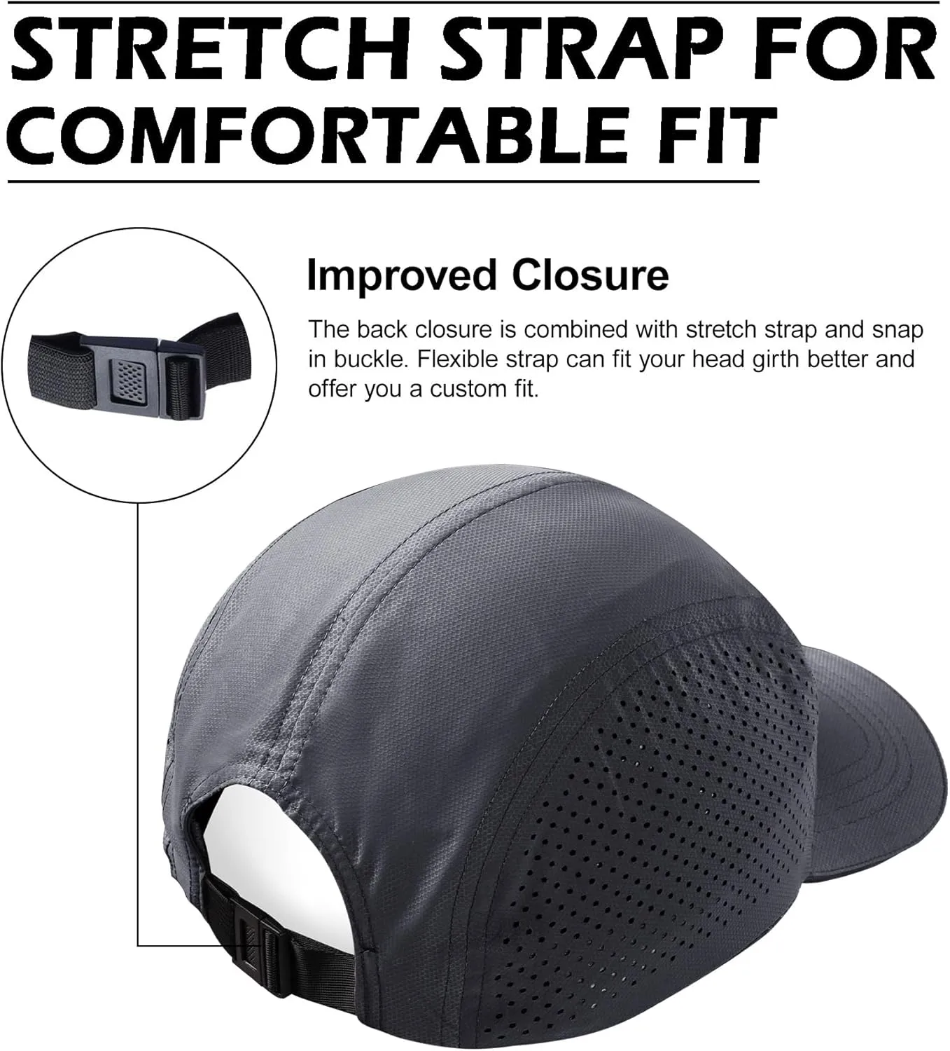 Cooling Breathable Mesh Sports Cap Lightweight Quick Dry Run Hat with Reflective Trim for Men Women Outdoor UPF 50  Sun Hats