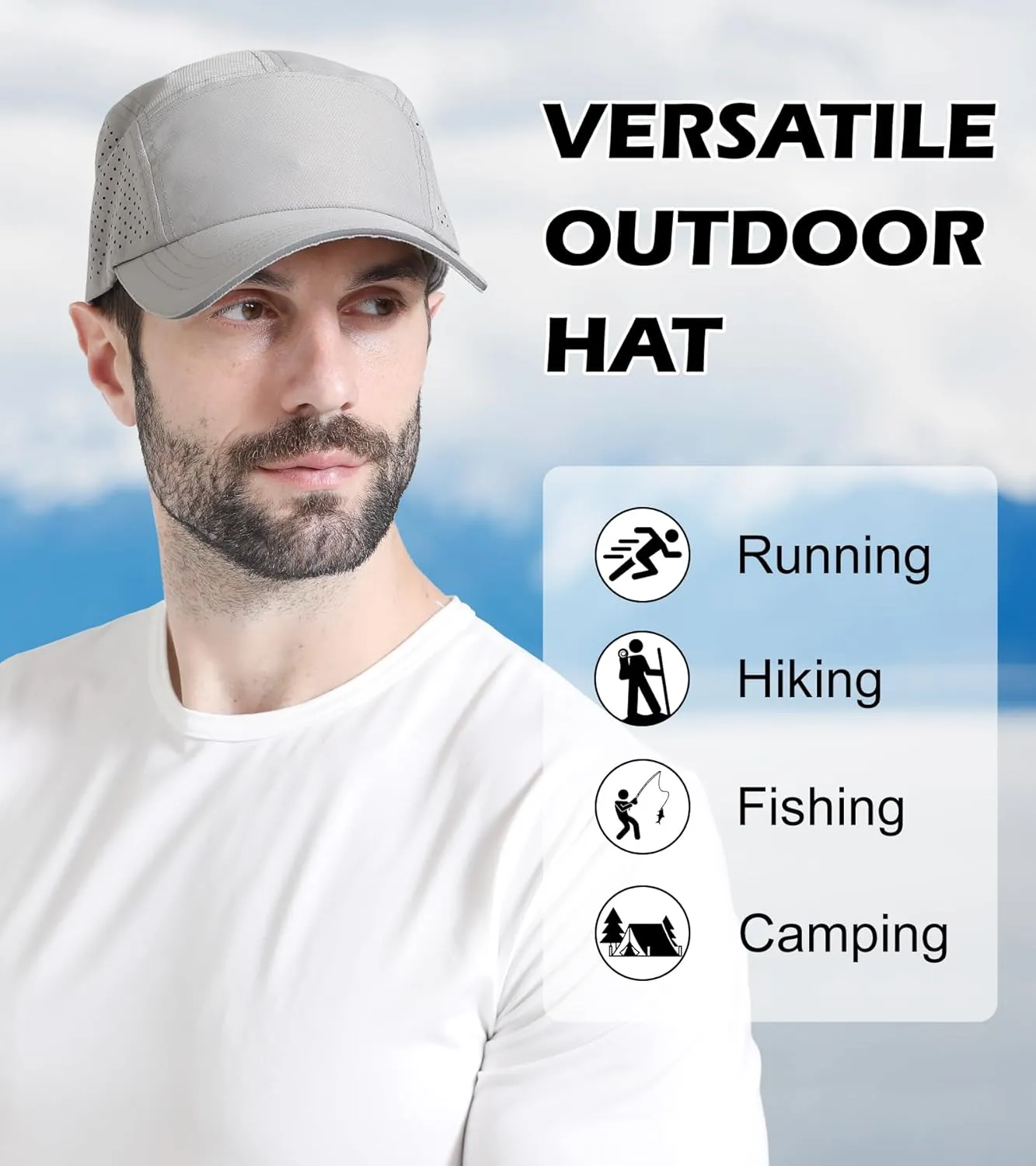 Cooling Breathable Mesh Sports Cap Lightweight Quick Dry Run Hat with Reflective Trim for Men Women Outdoor UPF 50  Sun Hats