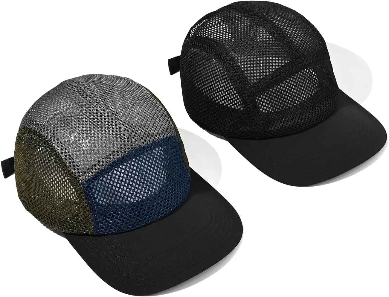 Croogo Mesh Baseball Cap Breathable 5 Panel Hat Lightweight Adjustable Trucker Hat Summer Dad Hat Hip Hop Style Flat Brim Hat
