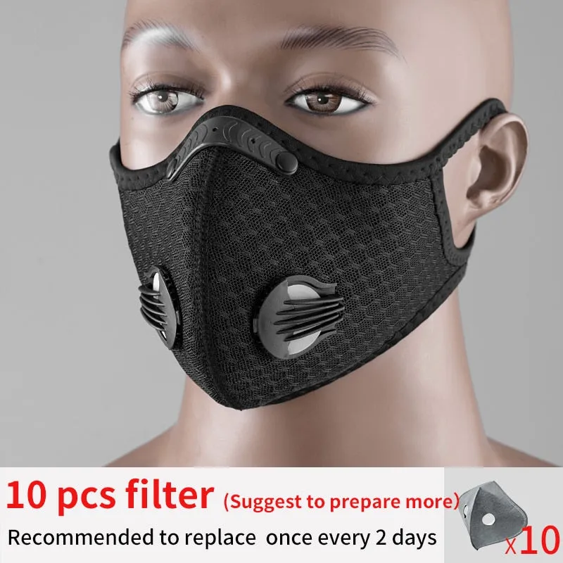 Cycling Face Mask Filter PM2.5 Anit-fog Breathable Dustproof Bicycle Respirator Sport Protection Dust Mask Anti-droplet