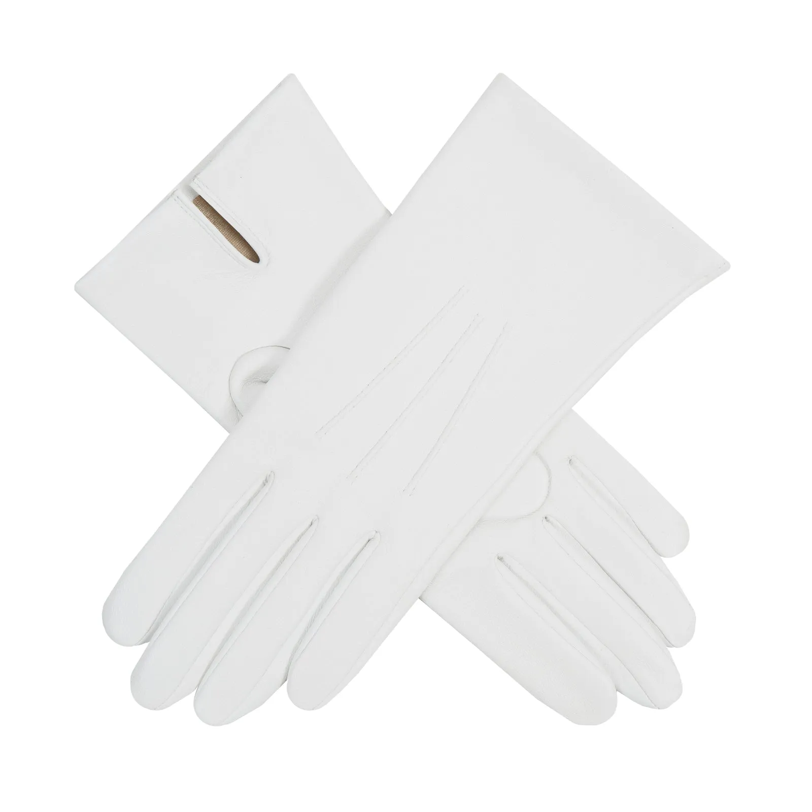 Dents Womens Silk-Lined Leather Gloves in Pearl