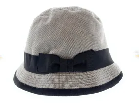 Dolce & Gabbana Men’s Light Grey Pure Cotton Bucket Hat with Bow Band