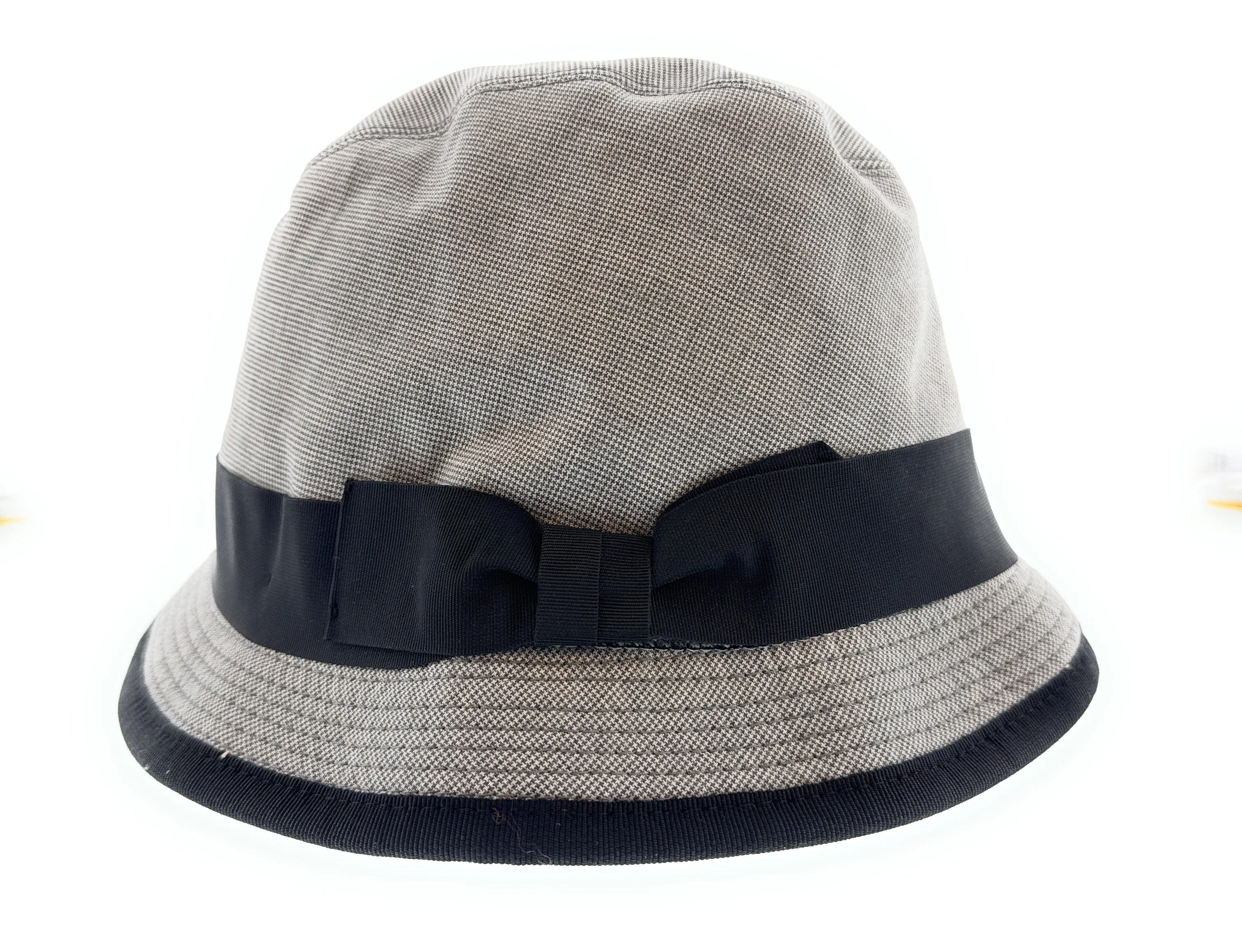 Dolce & Gabbana Men’s Light Grey Pure Cotton Bucket Hat with Bow Band