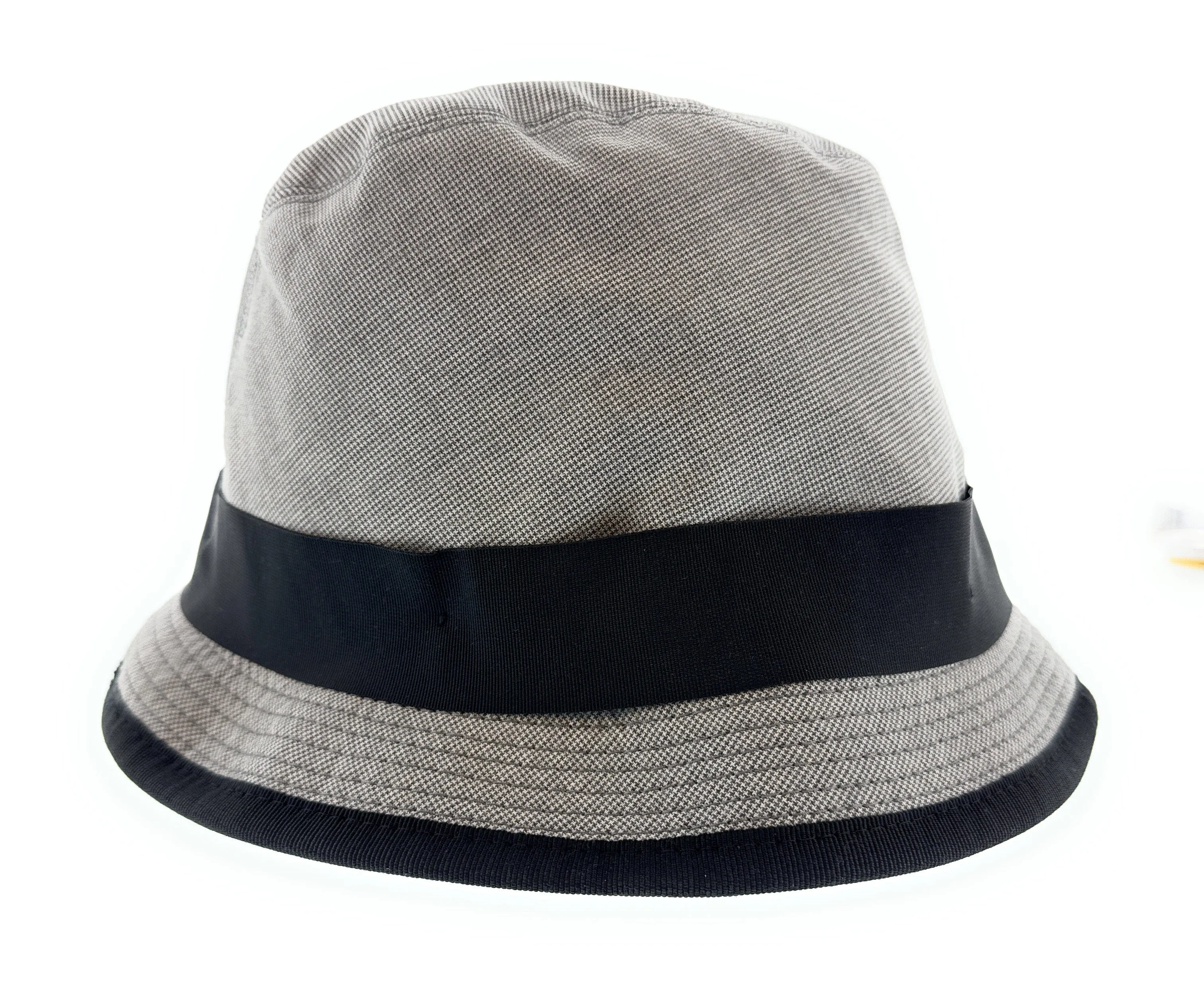 Dolce & Gabbana Men’s Light Grey Pure Cotton Bucket Hat with Bow Band