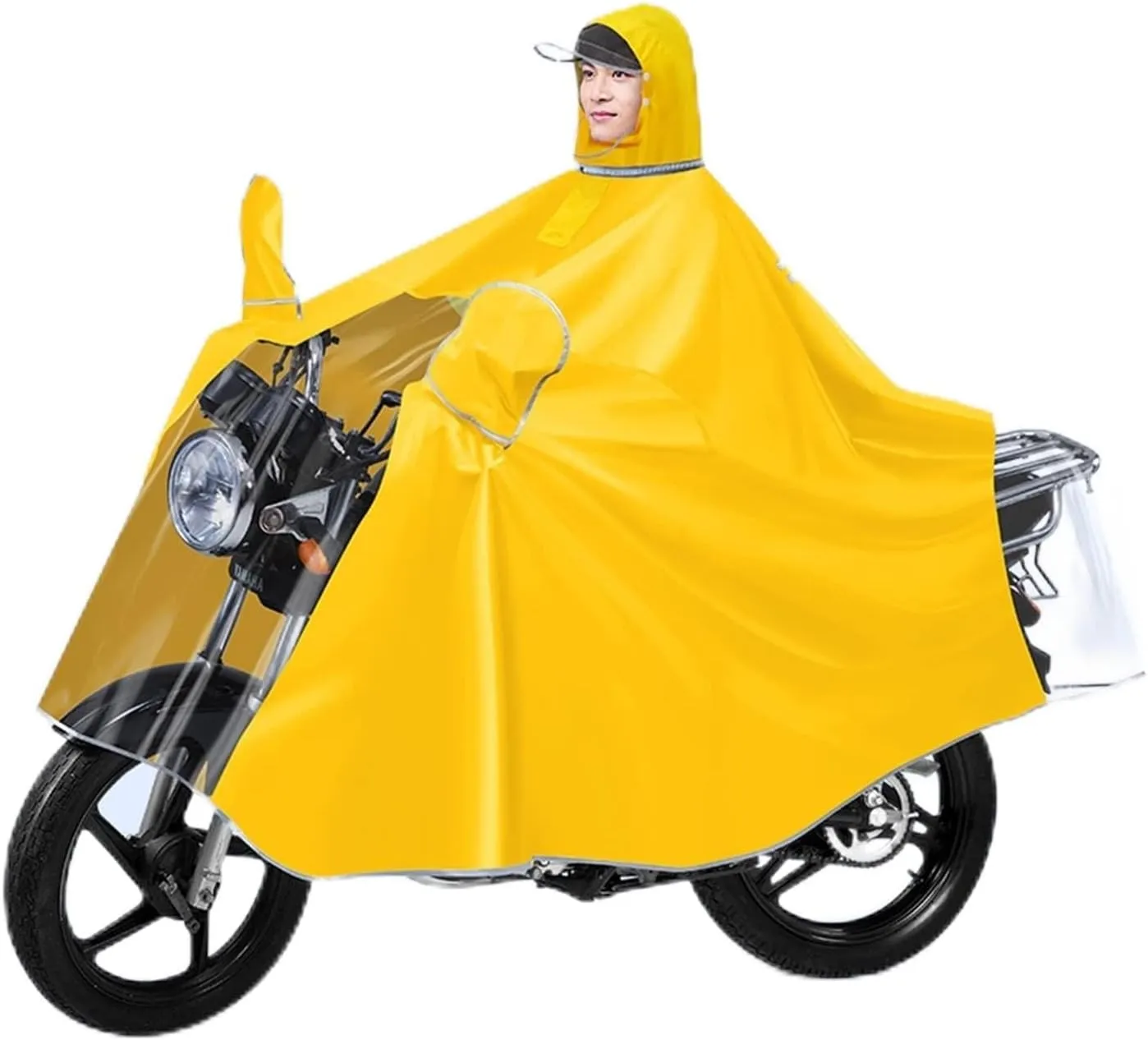 Double and Single Dual Use Cycling Raincoat, Waterproof Hooded Rain Poncho, Windproof Unisex Rain Cape, for Bike, Ebike, Motorcycle, Mobility Scooter Rain Poncho Cover