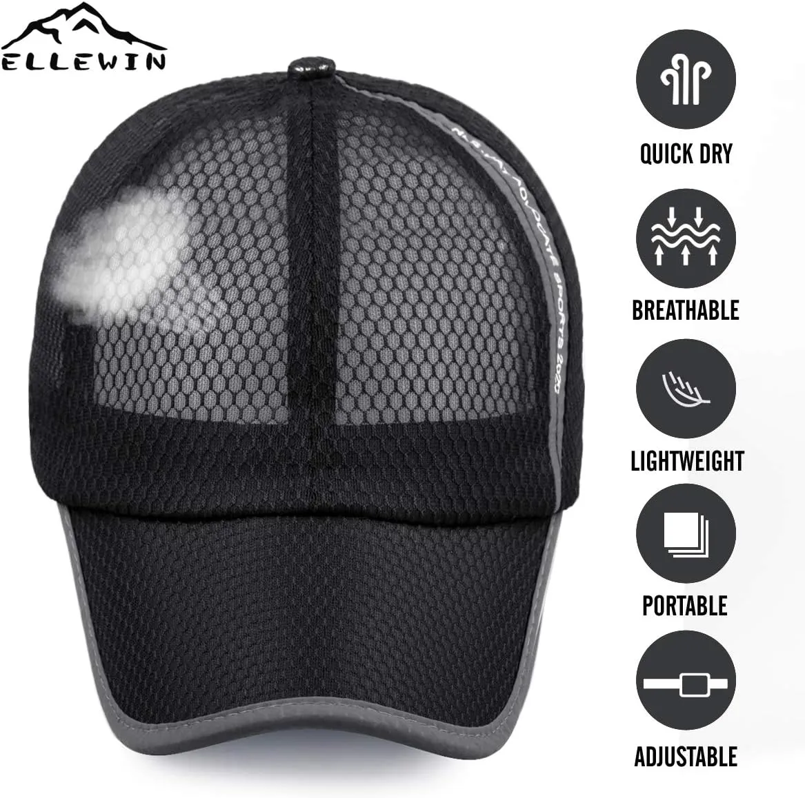 ELLEWIN Unisex Breathable Full Mesh Baseball Cap Quick Dry Running hat Lightweight Cooling Water Sports Hat…