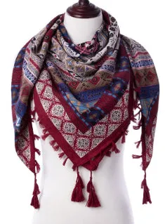 Ethnic Scarves Female Tassel Scarf Printed Wraps