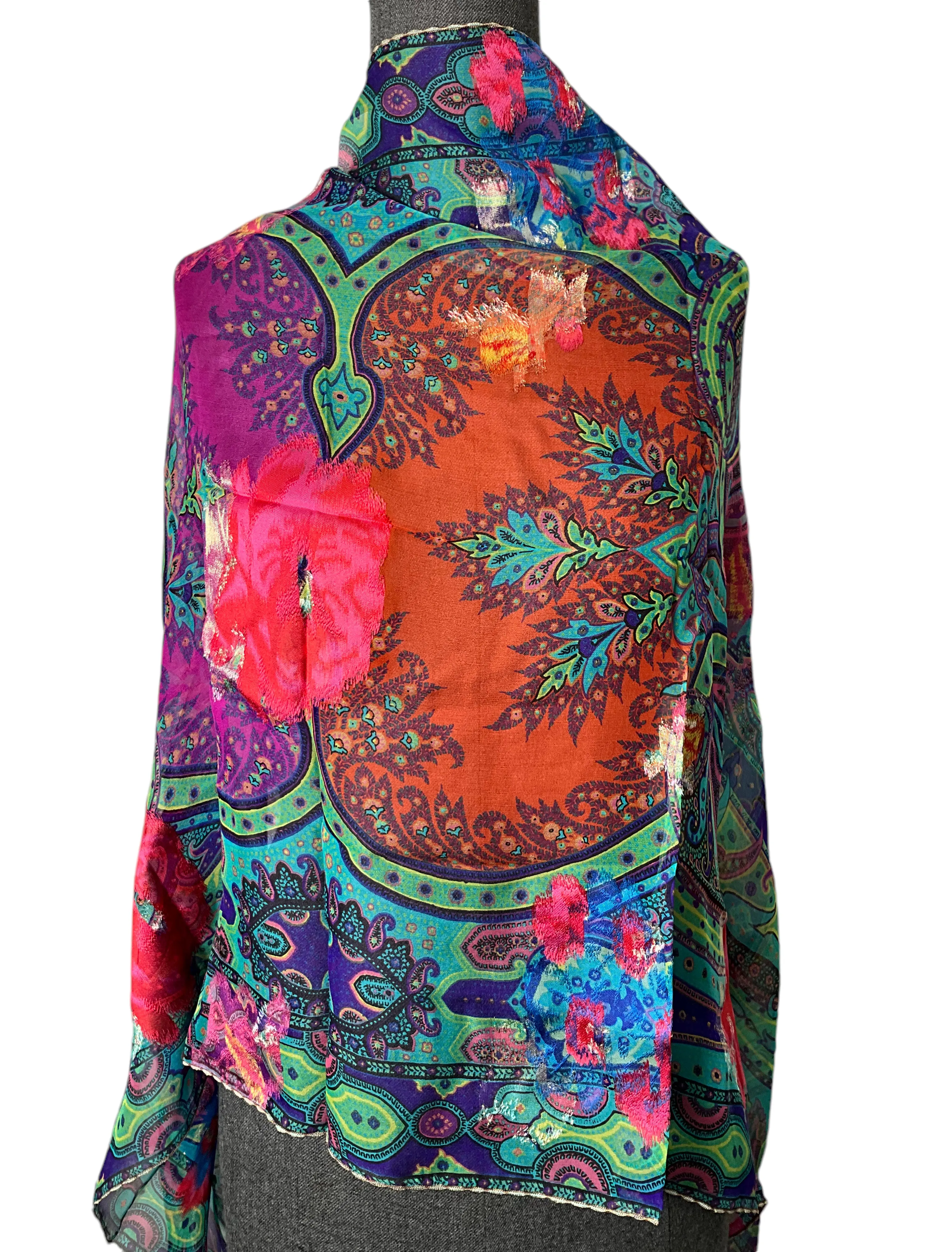 ETRO Paisley Printed Fringe Oblong Scarf NEW