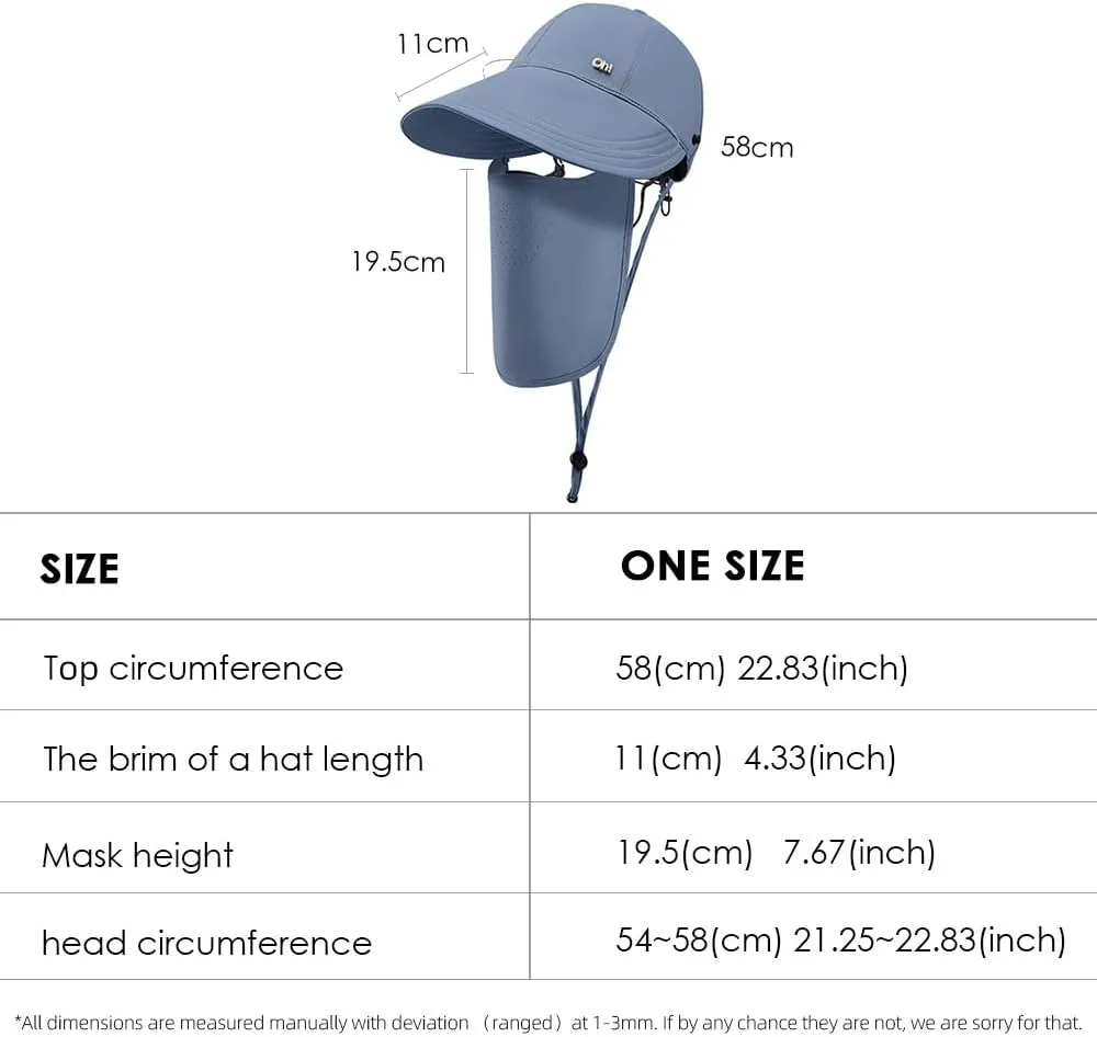 Face Protection Sun Sunscreen Baseball Hat UPF50  Wide Brim Sun Cooling Sports Foldable hat with Detachable Sunscreen Cover