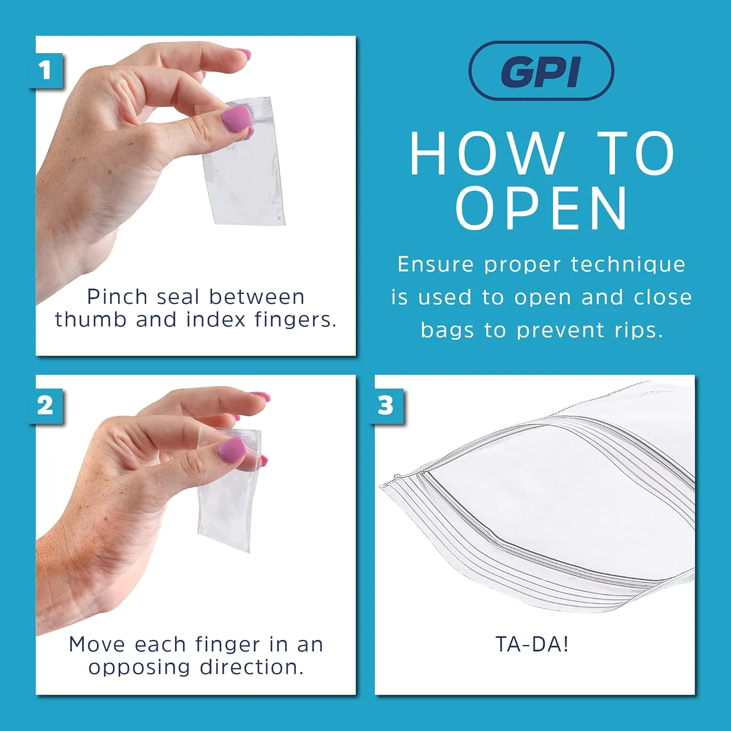 GPI Case of 1000 9" X 12" Clear Plastic Reclosable Zip Bags - Bulk 2 Mil Thick Strong & Durable Poly Baggies with Resealable Zipper Top Lock & Write-on White Block, for Storage, Packaging & Shipping
