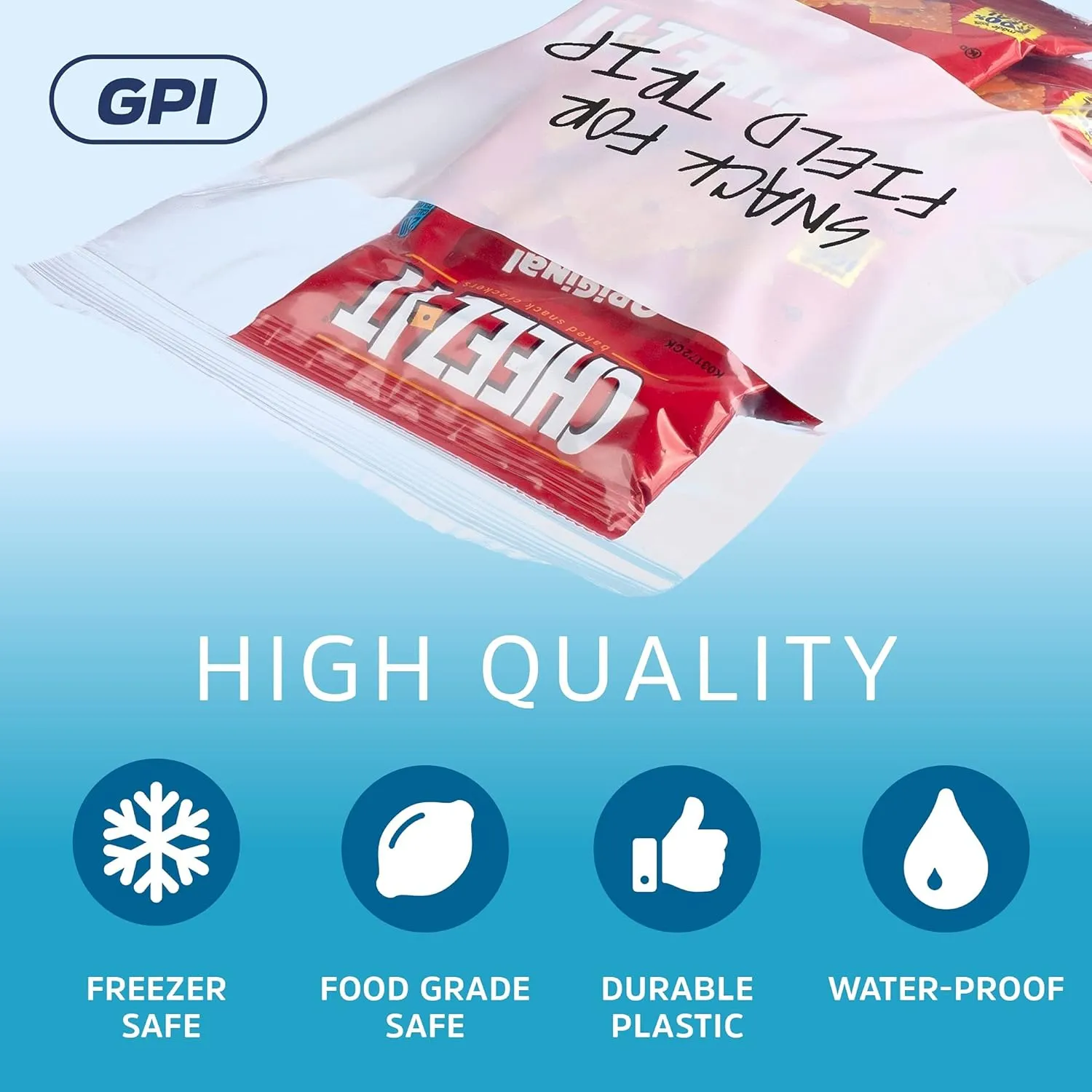 GPI Case of 1000 9" X 12" Clear Plastic Reclosable Zip Bags - Bulk 2 Mil Thick Strong & Durable Poly Baggies with Resealable Zipper Top Lock & Write-on White Block, for Storage, Packaging & Shipping