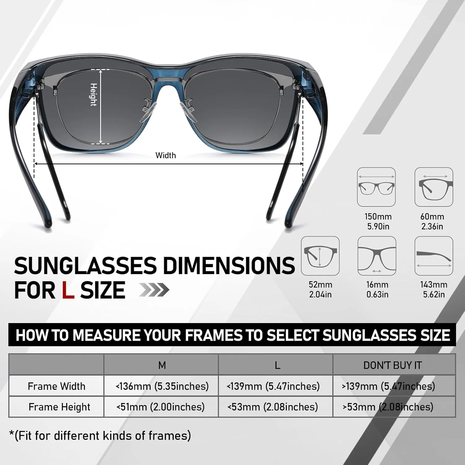 HAOLOTA Over Glasses Sunglasses for Women Men Polarized Square Fit Over Shades for Driving UV400 Protection
