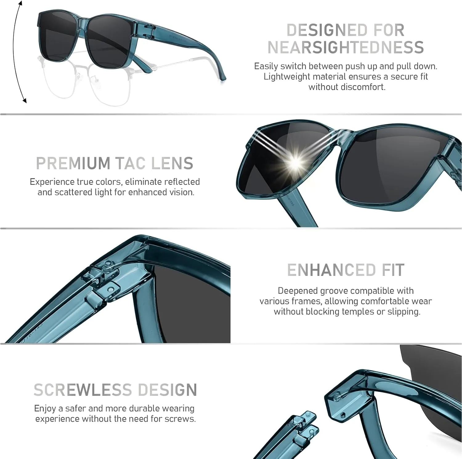 HAOLOTA Over Glasses Sunglasses for Women Men Polarized Square Fit Over Shades for Driving UV400 Protection