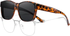 HAOLOTA Over Glasses Sunglasses for Women Men Polarized Square Fit Over Shades for Driving UV400 Protection