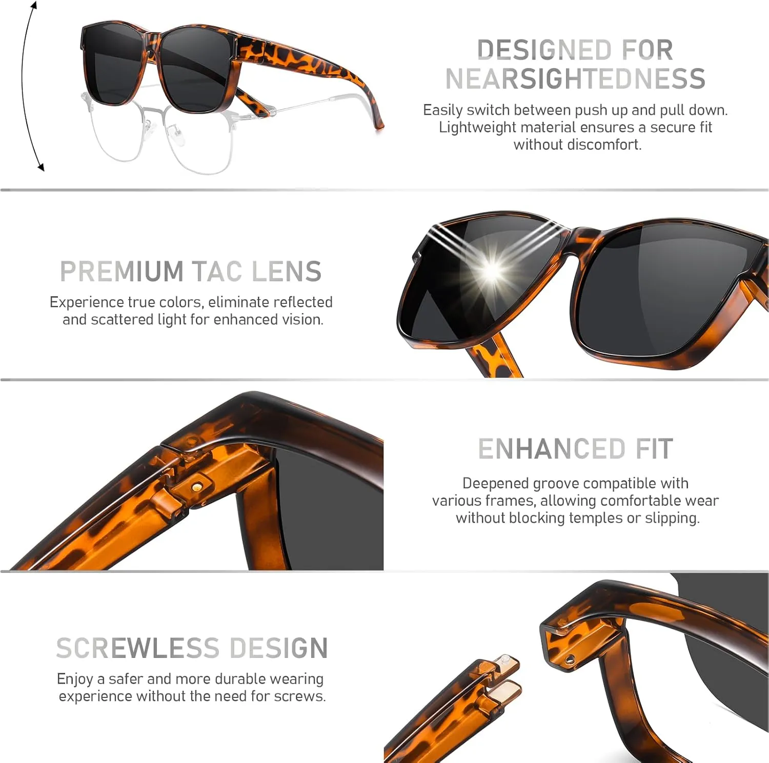 HAOLOTA Over Glasses Sunglasses for Women Men Polarized Square Fit Over Shades for Driving UV400 Protection