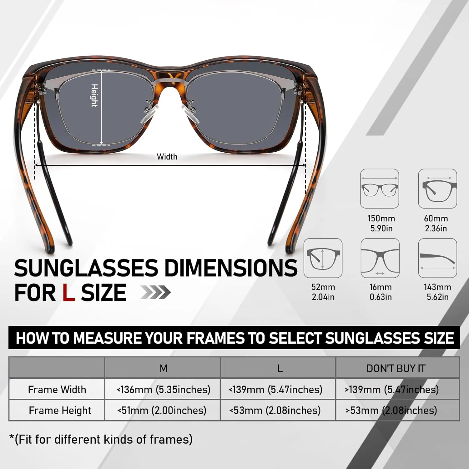 HAOLOTA Over Glasses Sunglasses for Women Men Polarized Square Fit Over Shades for Driving UV400 Protection
