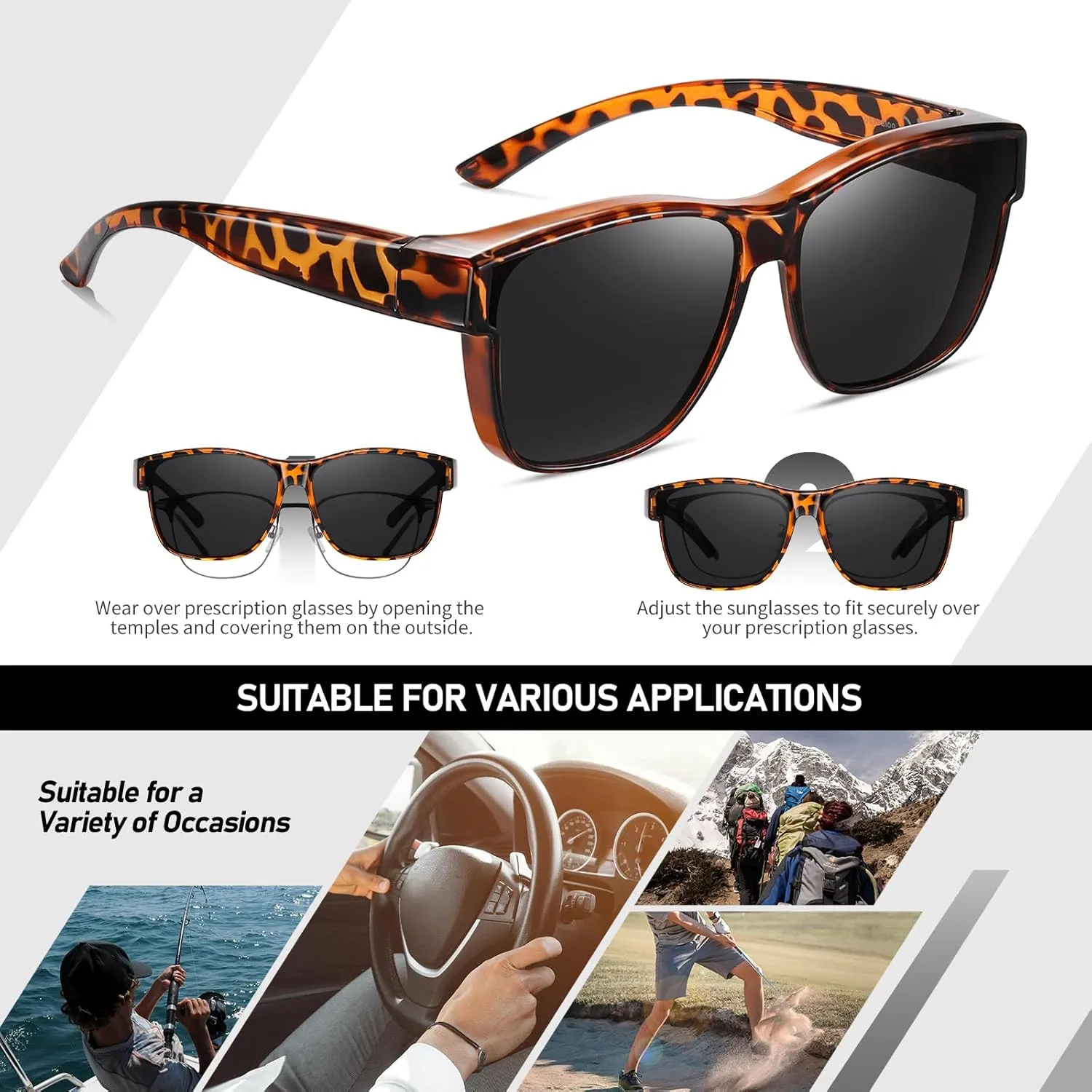 HAOLOTA Over Glasses Sunglasses for Women Men Polarized Square Fit Over Shades for Driving UV400 Protection