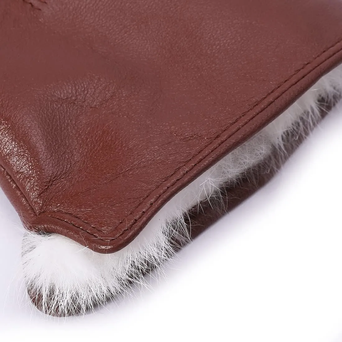 Harssidanzar Leather Gloves for Men,Winter Rabbit Fur Lined Soft Genuine Leather Gloves KM047US