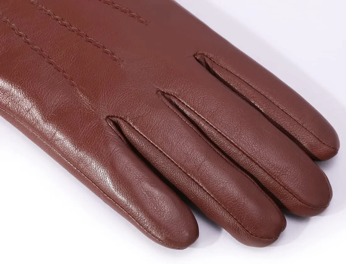 Harssidanzar Leather Gloves for Men,Winter Rabbit Fur Lined Soft Genuine Leather Gloves KM047US