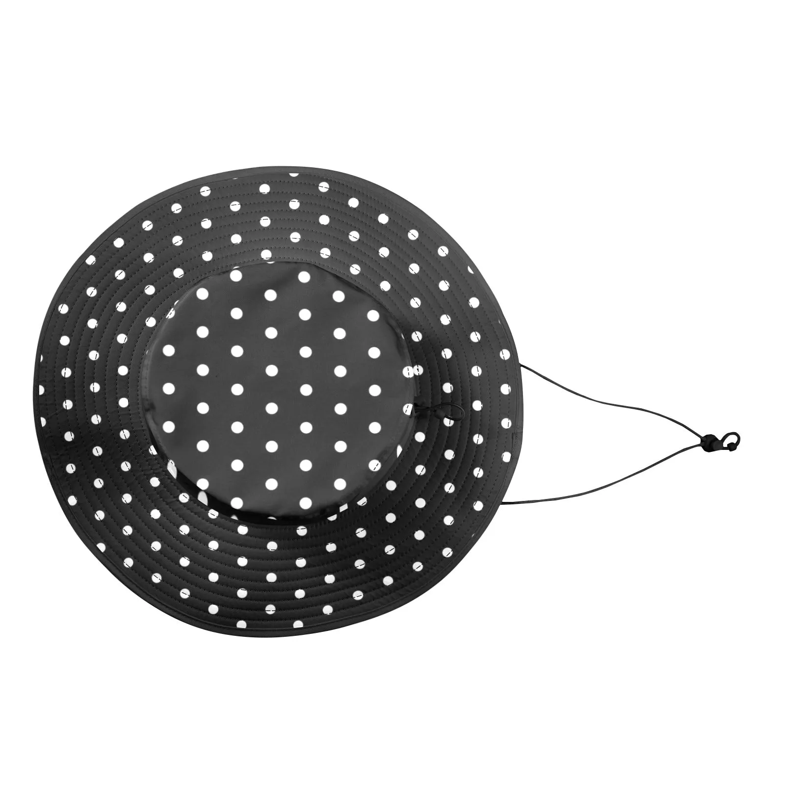 hex polkadot print black and white Wide Brim Bucket Hat