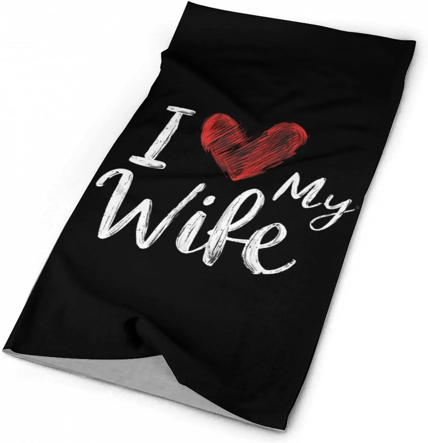 I Love My Wife Bandanas for Men Turban Seamless Neck Gaiter Windproof Face Mask Cover Cold Weather Scarf