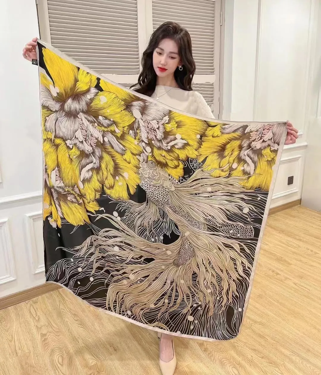K-Elewon Large Square Scarf 43" Silk Scarf Fashion Scarves Silk Feeling Hair Wrapping Scarfs Night Sleeping Headscarf