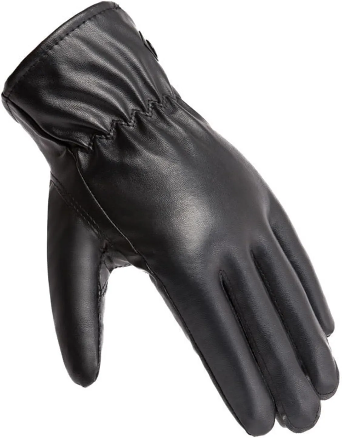 Leather Gloves Driving Gloves Women Men Leather Gloves Winter Cycling Gloves Fleece Lining Thick Warm Gloves