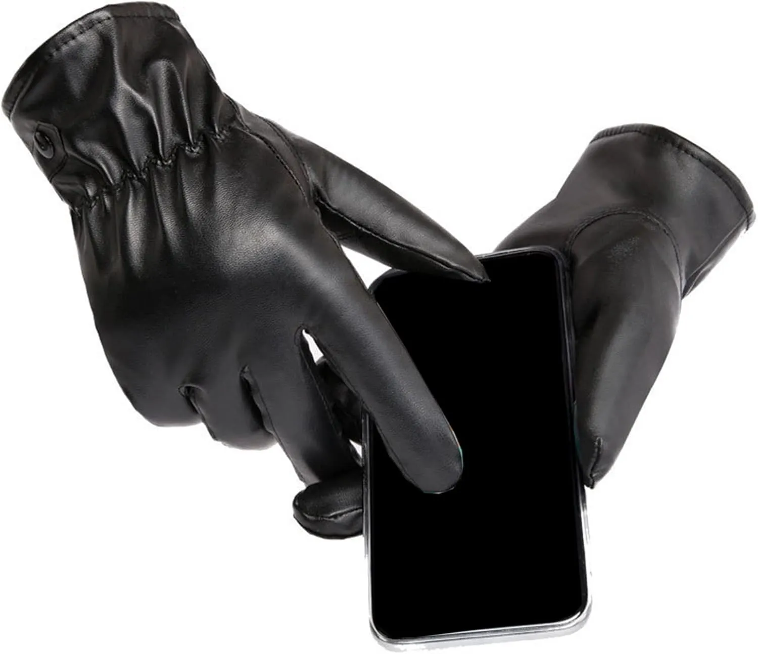 Leather Gloves Driving Gloves Women Men Leather Gloves Winter Cycling Gloves Fleece Lining Thick Warm Gloves